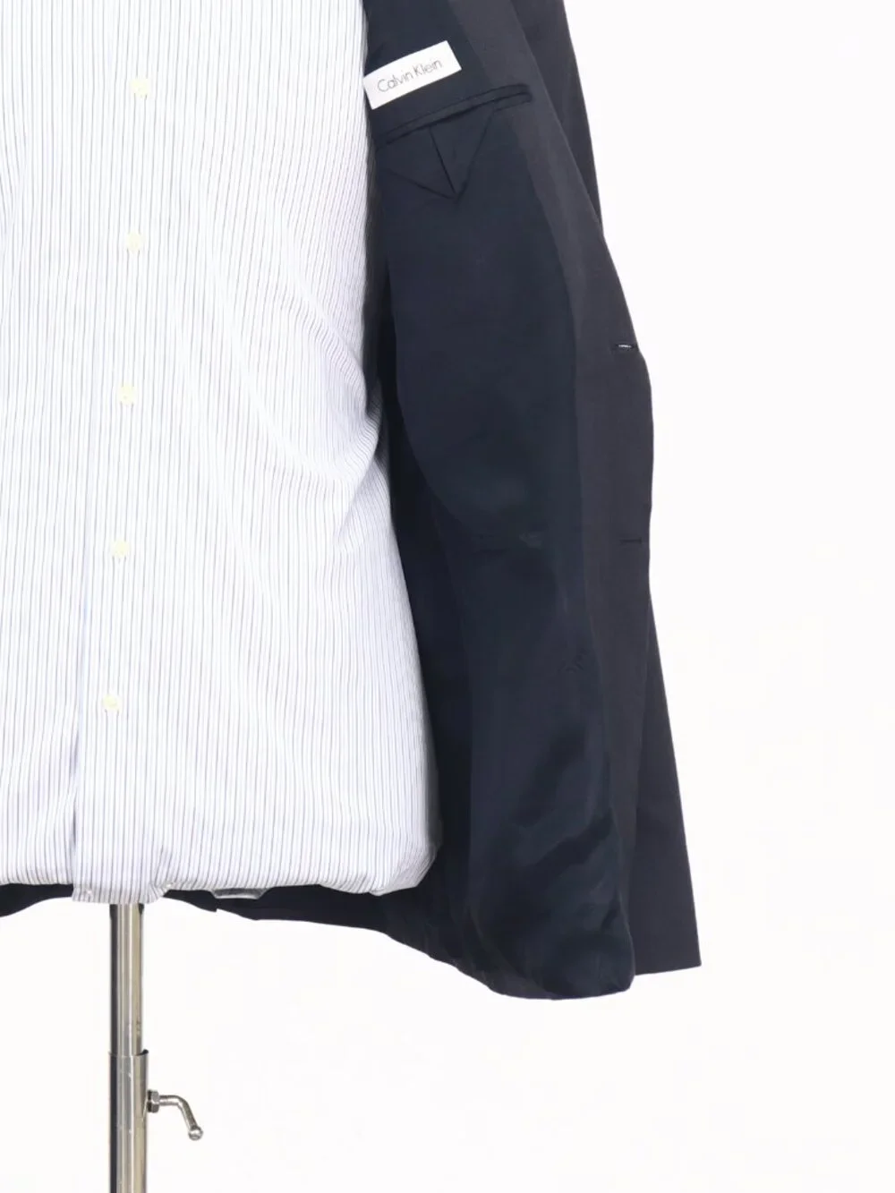 Calvin Klein 44L Navy Blazer Sport Coat Jacket 2-Button Herringbone W882
